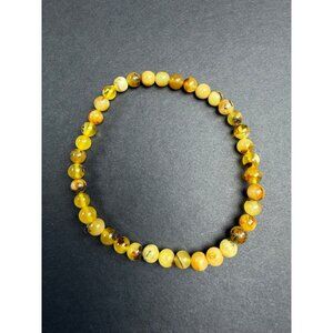Natural Amber Stretch Bracelet 5mm Beads Stone Crystal 6.5" Healing UVs